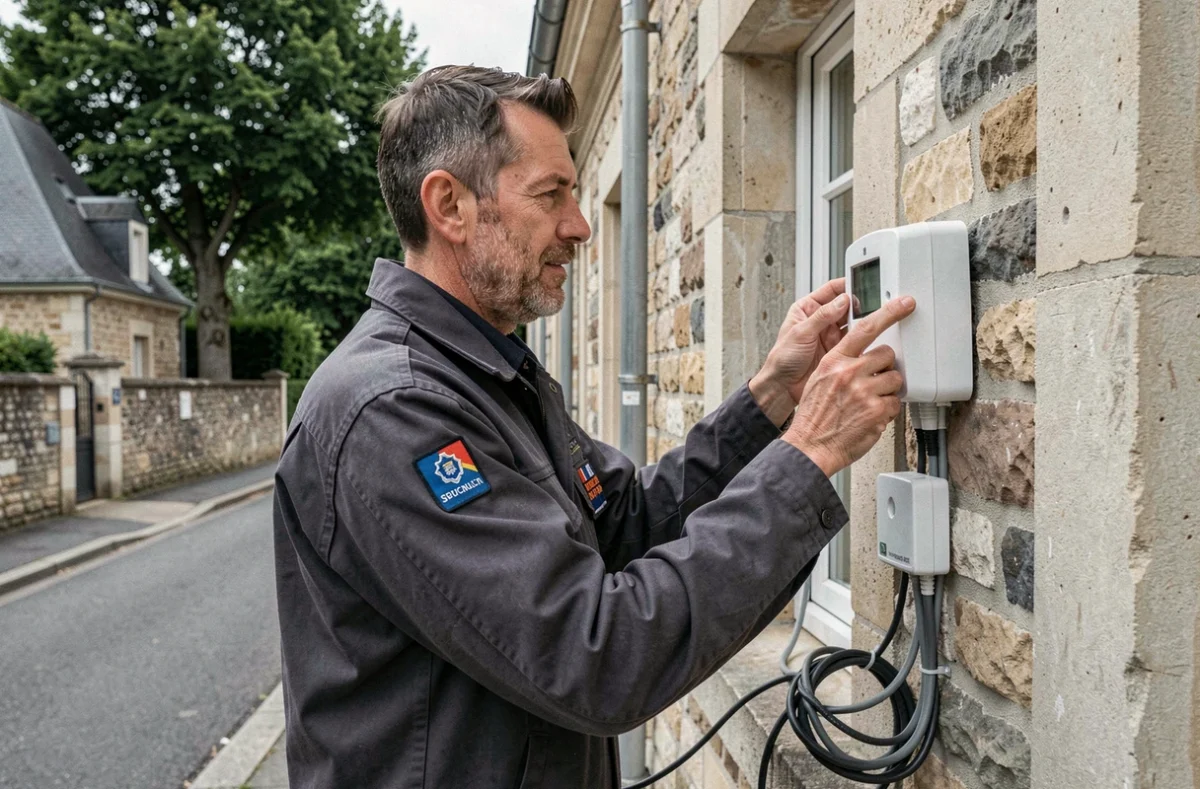 Technicien Alarme Saint Cyr Sécurité installant un dispositif d'alarme sur une maison à Saint-Cyr-l'École