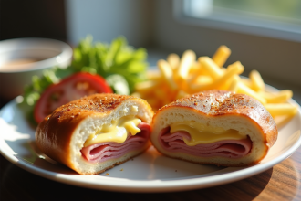 Cordon bleu tranché avec fromage fondu et jambon sur une assiette