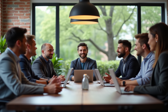 Groupe de professionnels divers en réunion de travail