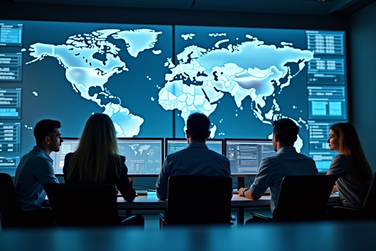 Equipe d experts en cybersécurite dans une salle de controle