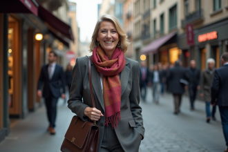 Femme d'affaires souriante dans la ville