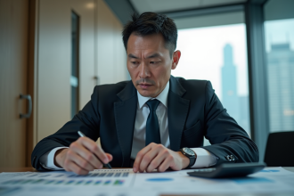 Homme d'affaires analysant des graphiques financiers