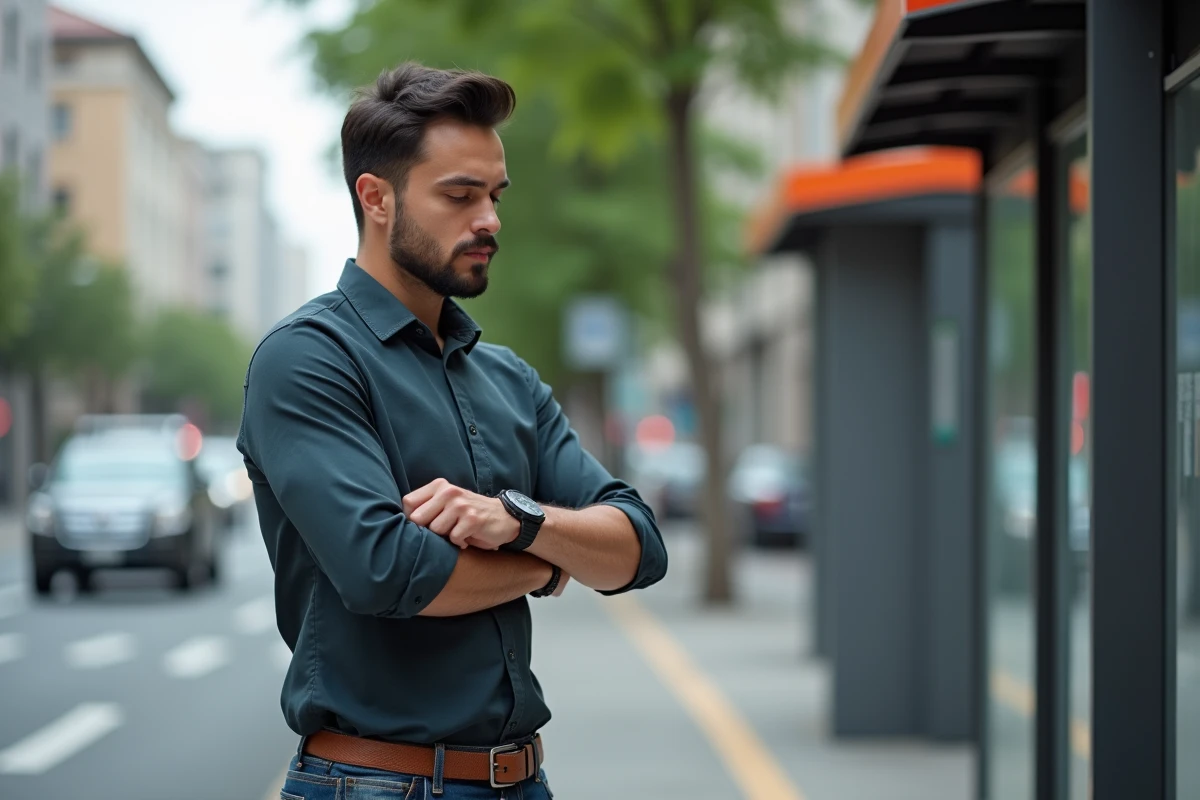 Homme regardant sa montre dans la rue urbaine