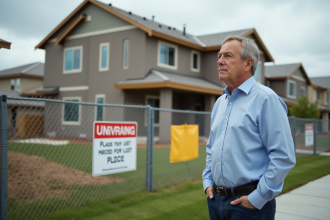 Homme d affaires devant un chantier en construction
