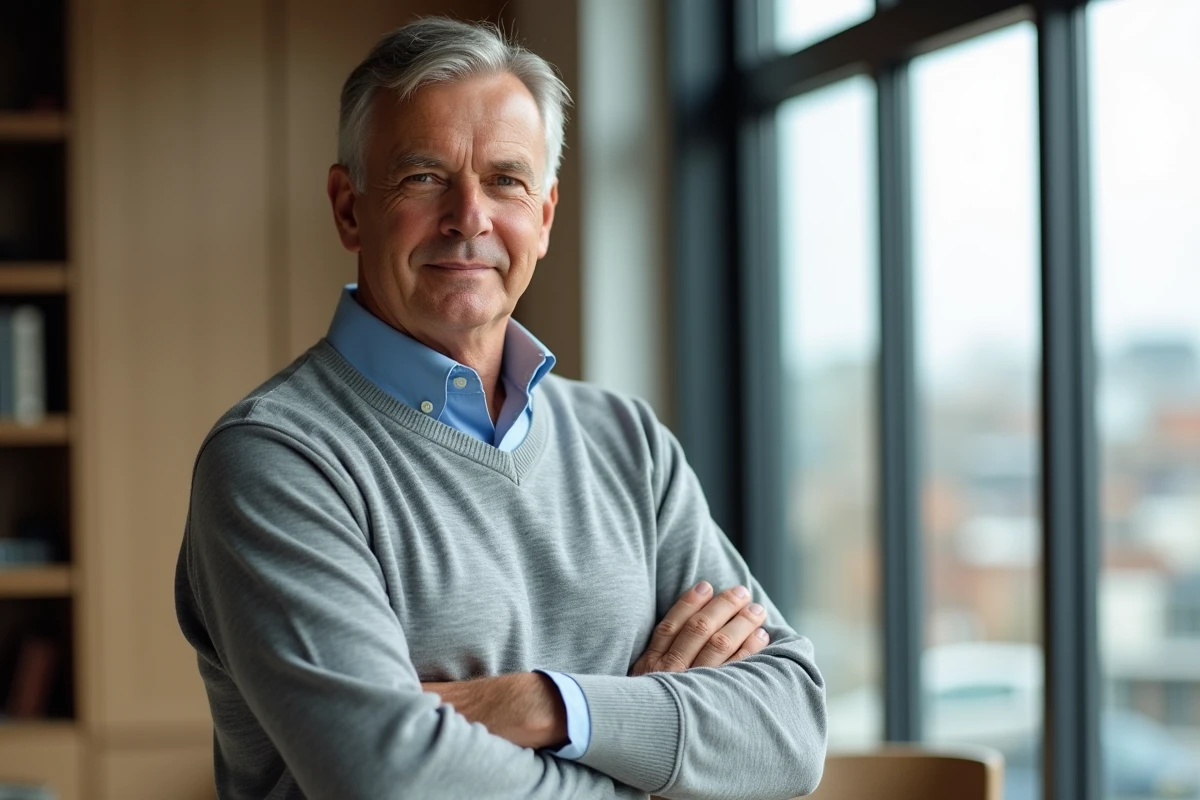 Homme politique en intérieur près d