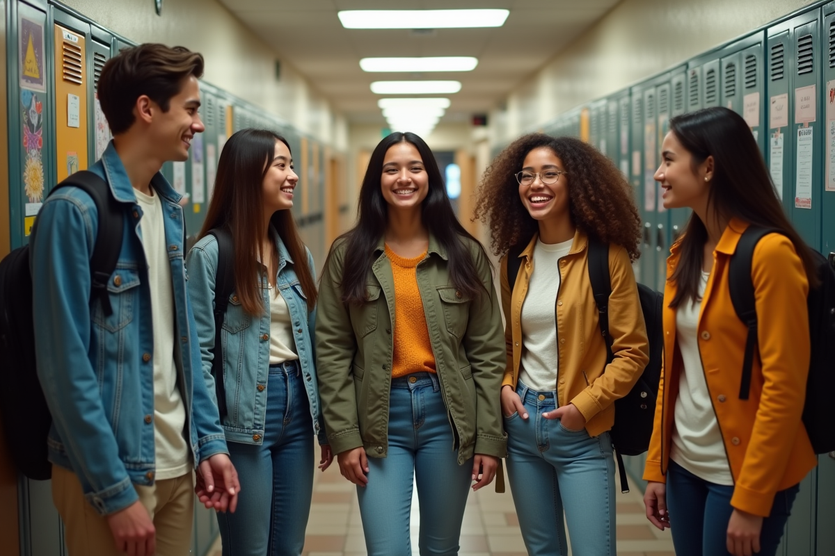 Jeunes dans un couloir d