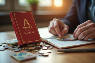 Personne comptant des euros sur un bureau ensoleille