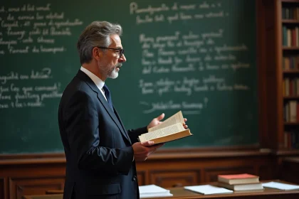 Professeur de droit en classe avec code civil