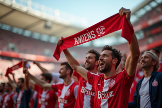Supporters passionnes d'Amiens SC dans le stade
